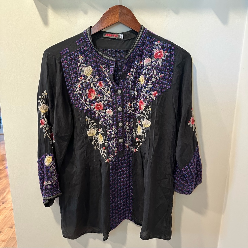 Johnny Was Tunic Embroidered Peasant Blouse